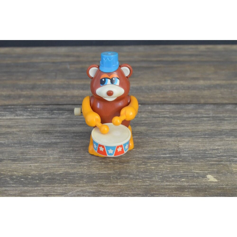 Vintage Tomy Bear Drummer Wind-Up Toy Circus Animal Plastic
